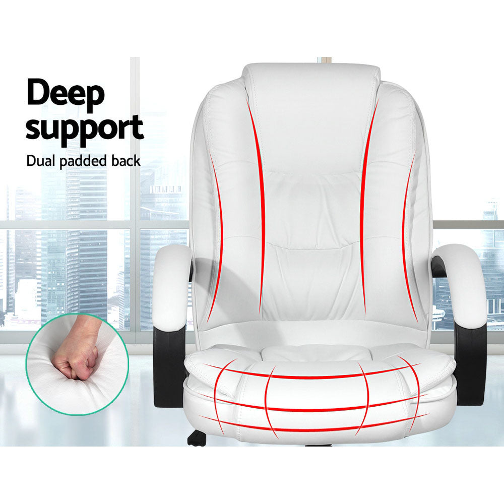 Halston Executive Office Chair – White – Leather