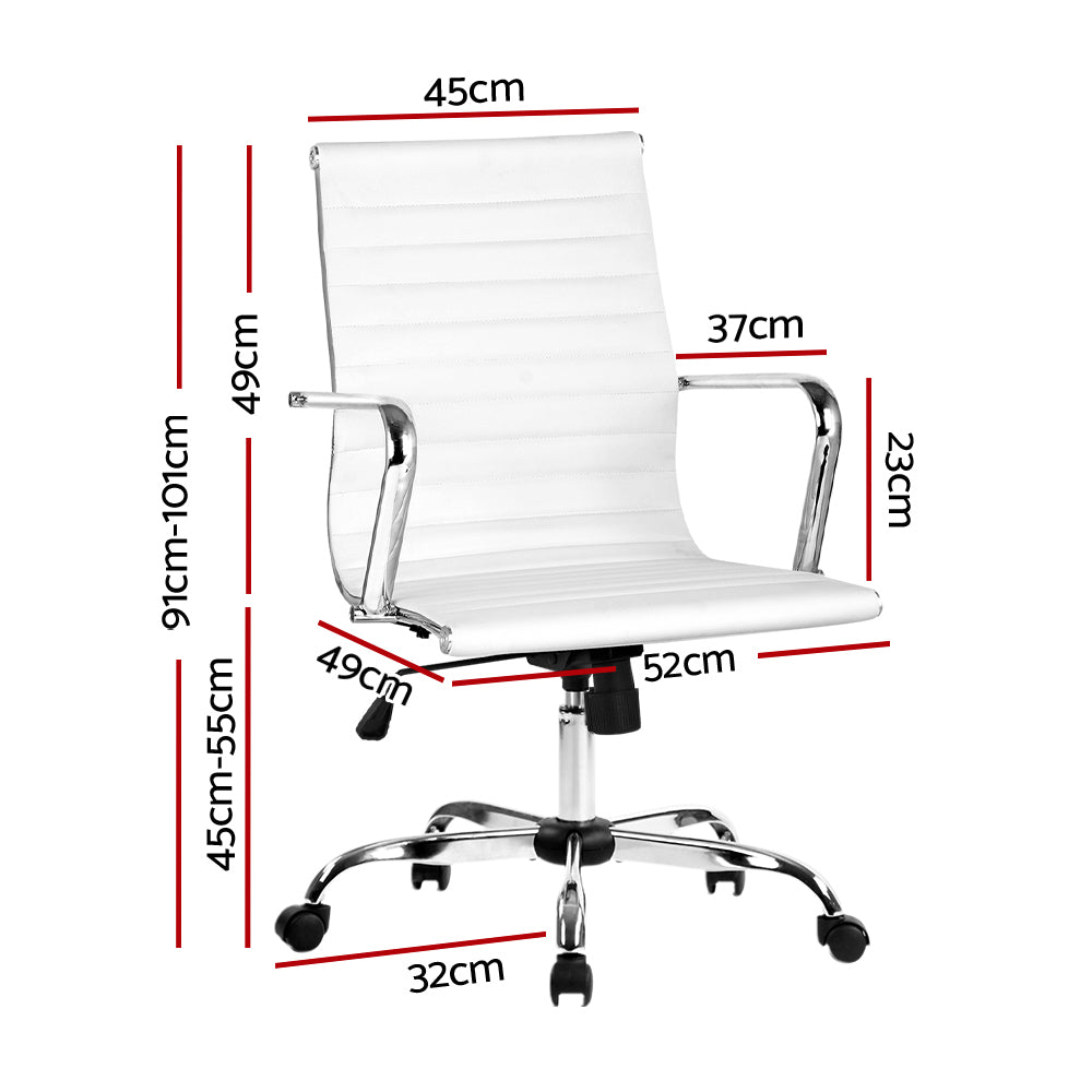 Fiora Leather Mid-Back Office Chair – White – Standard