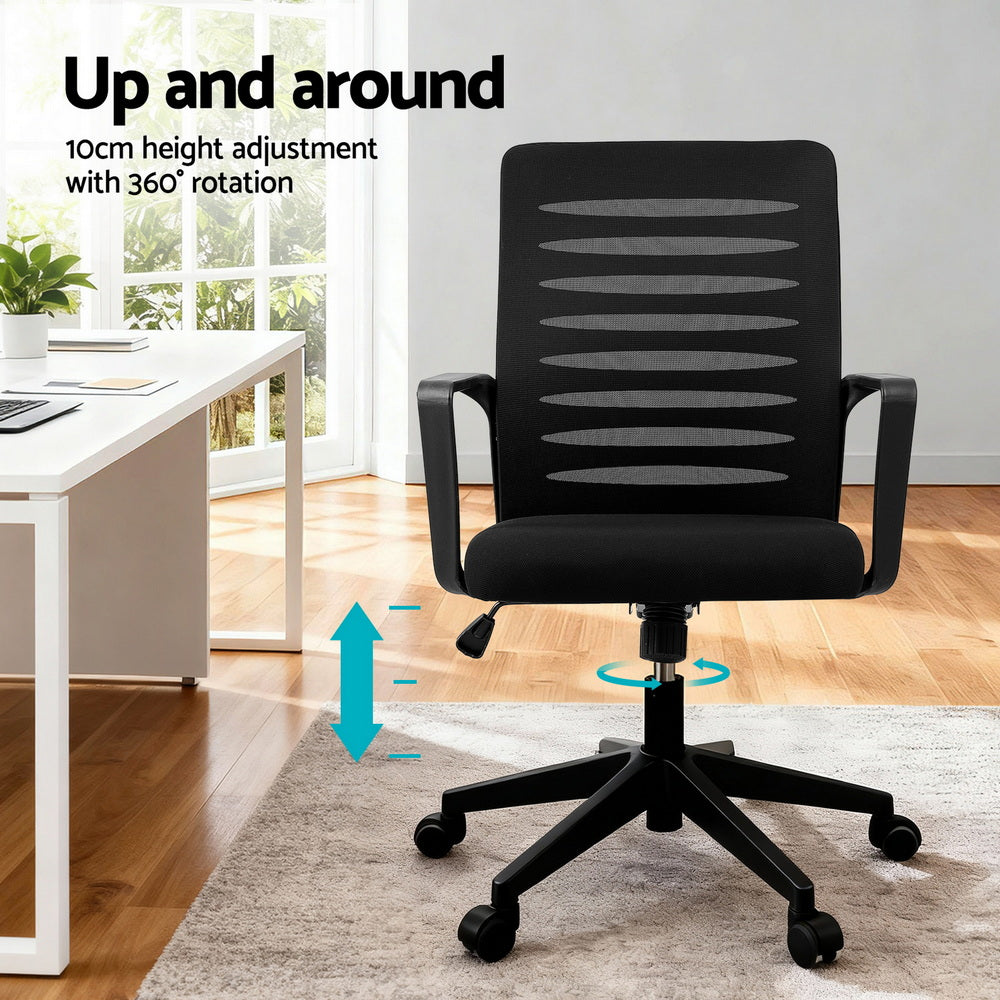 Hudson Ergonomic Mesh Office Chair – Black – Mid Back