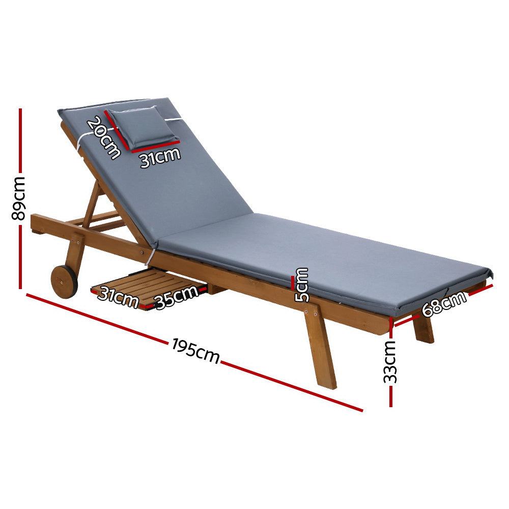 Marston Sun Loungers with Wheels – Grey – Set of 2
