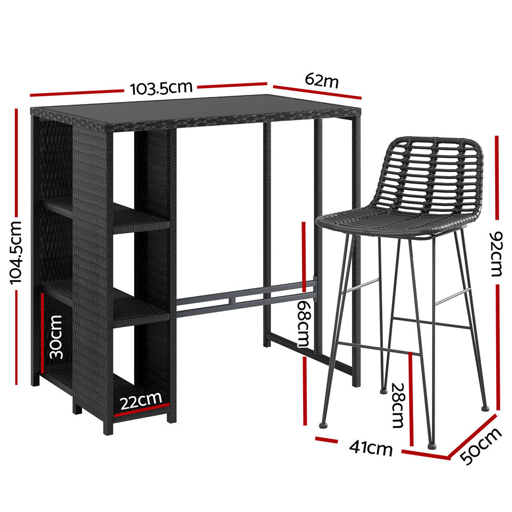 Harbour Outdoor Bar Set – Black – 3 Piece
