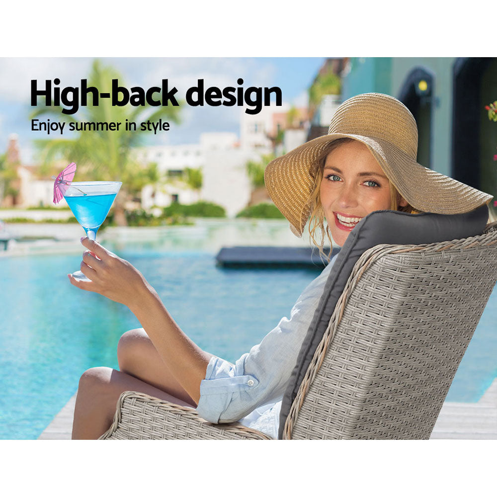 Santorini Wicker Reclining Chair – Grey