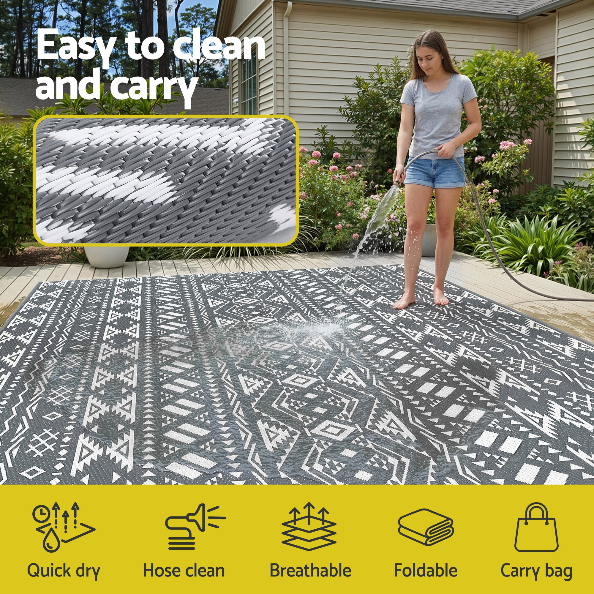 Halston Outdoor Area Rug – Grey – Large