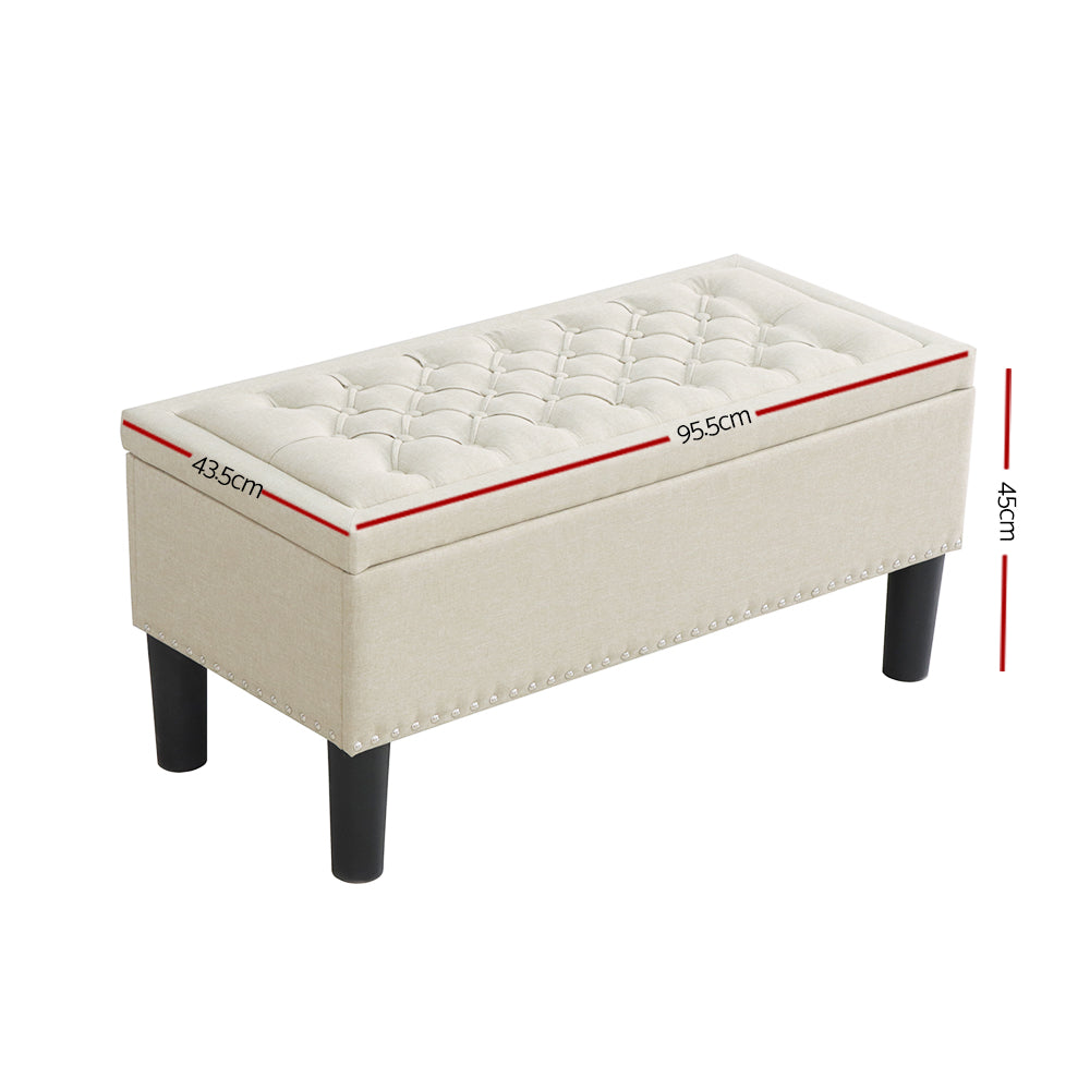 Harlow Storage Ottoman – Taupe – 96 cm