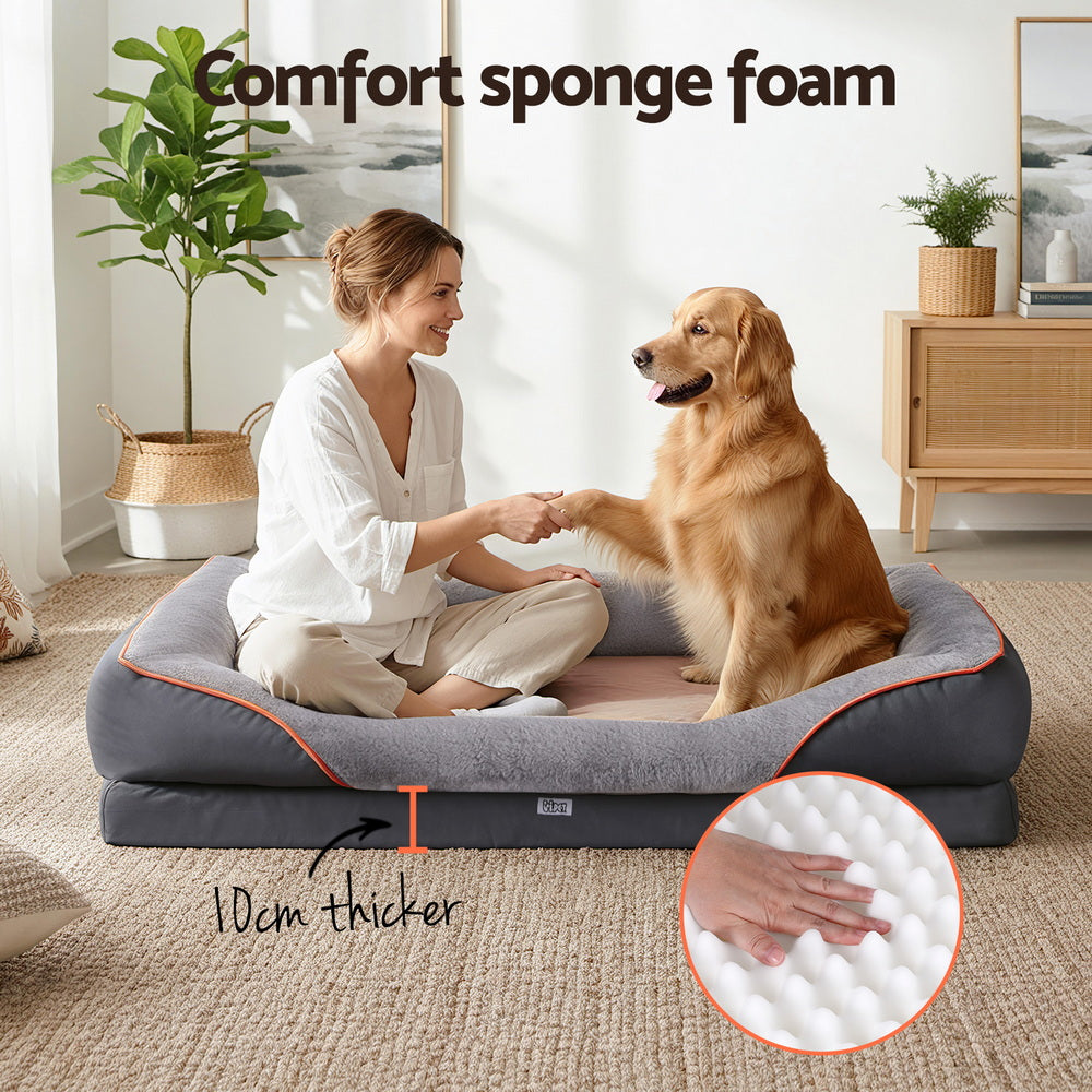 Solara Orthopedic Pet Bed – Grey & Yellow – Extra Large 120 cm