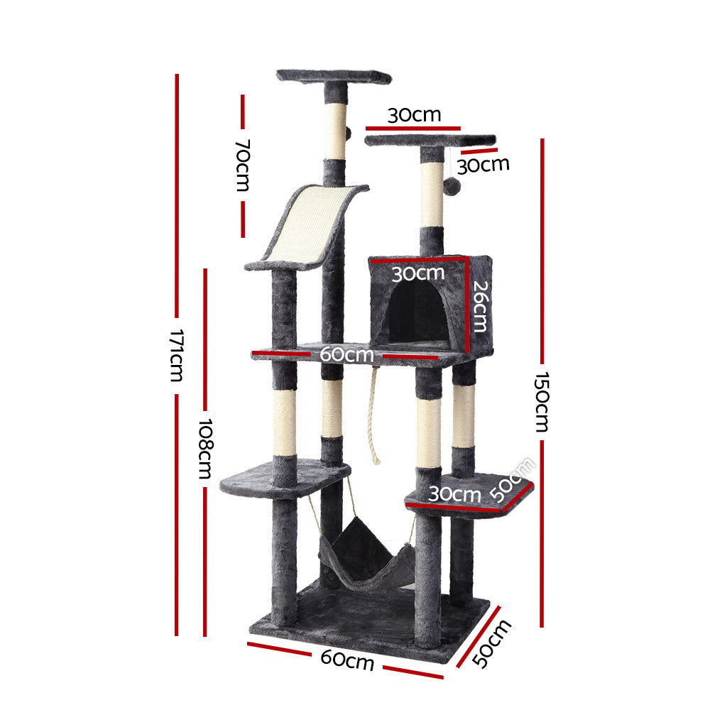 Upton Cat Tree Tower – Grey – 171cm