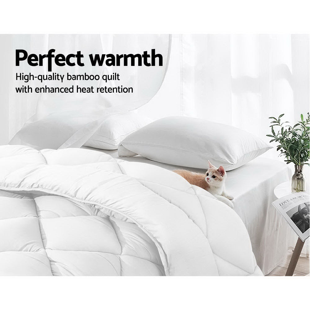 Linden Bamboo Microfibre Quilt – White – King