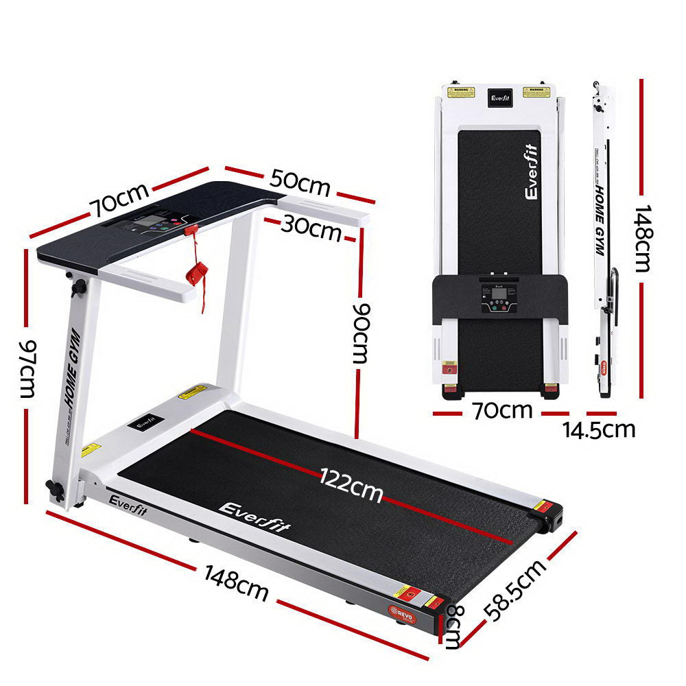 Milano Foldable Electric Treadmill – White – 42 cm Belt