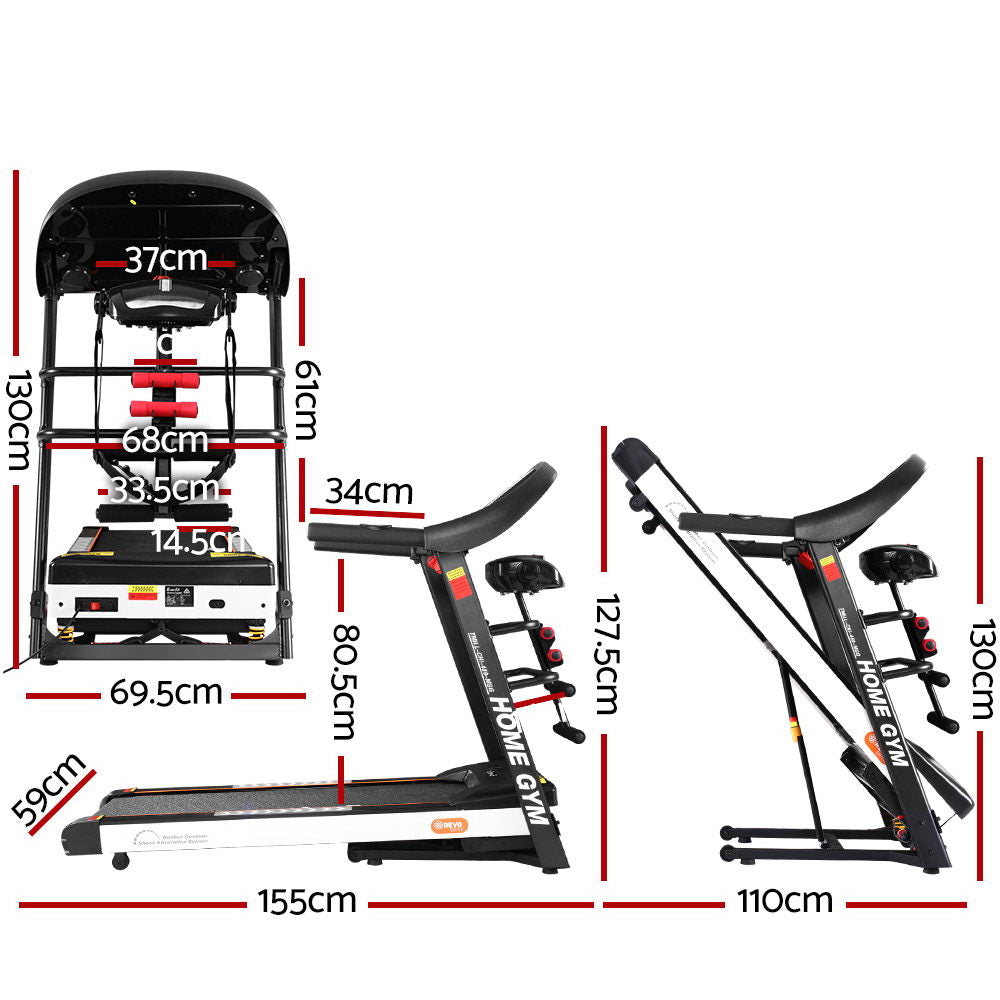 Nexus Electric Treadmill with Massager – Black – 45 cm Belt
