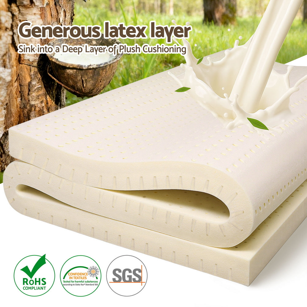 Halston Natural Latex Mattress Topper – White – King