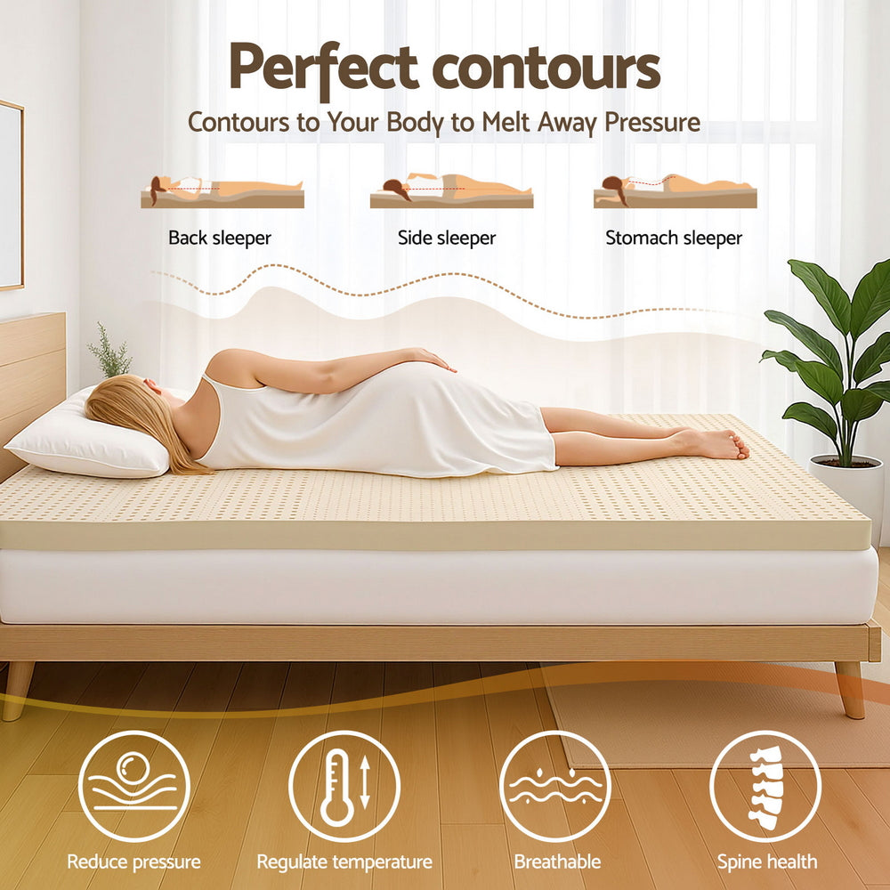 Halston Natural Latex Mattress Topper – White – King
