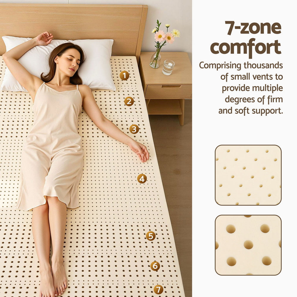 Halston Natural Latex Mattress Topper – White – King Single