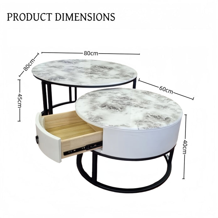 Alderon Nesting Coffee Table Set – Black – Set of 2
