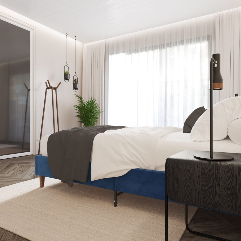 Vienna Velvet Bed Frame – Blue – Double