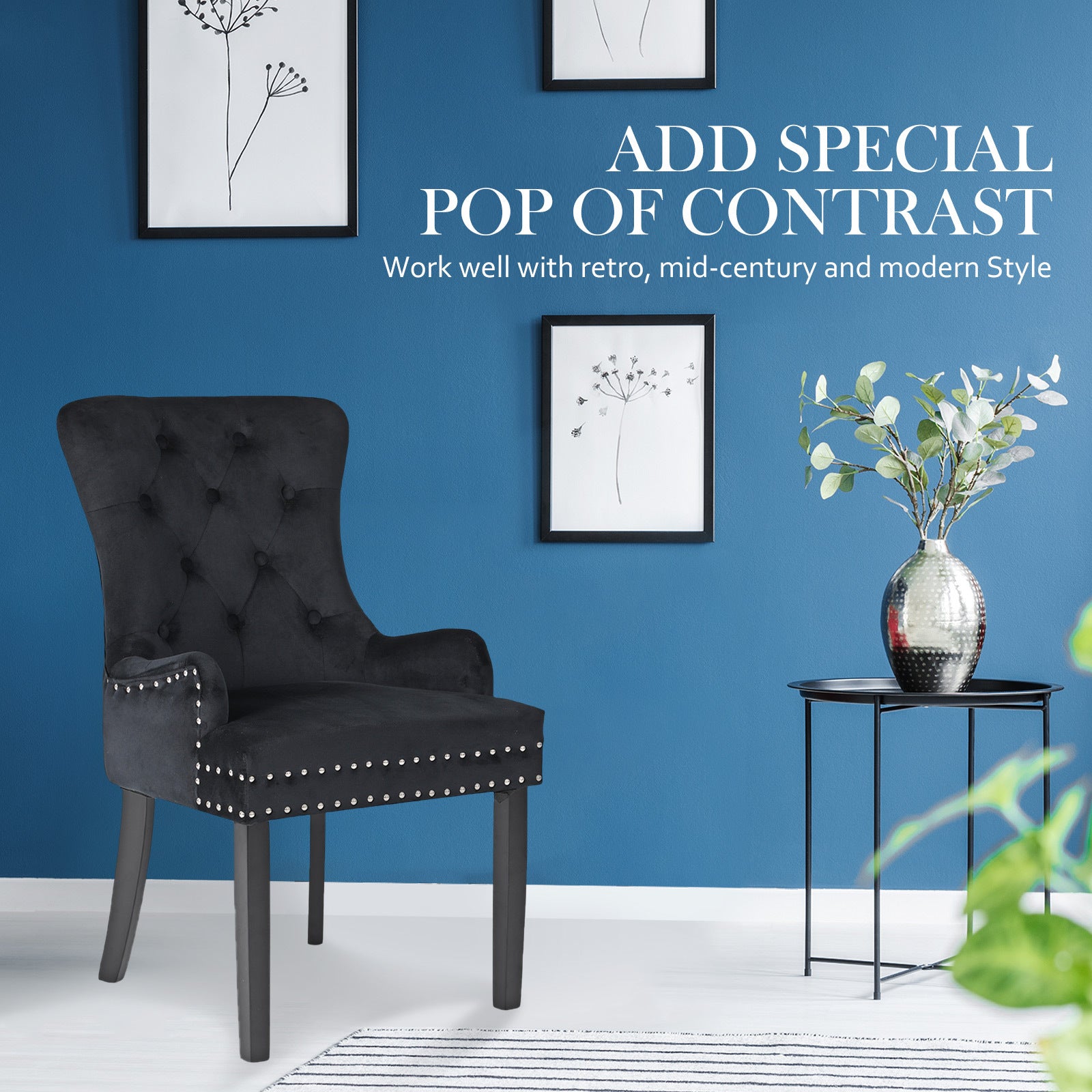 Lisse French Provincial Dining Chair – Black – Single