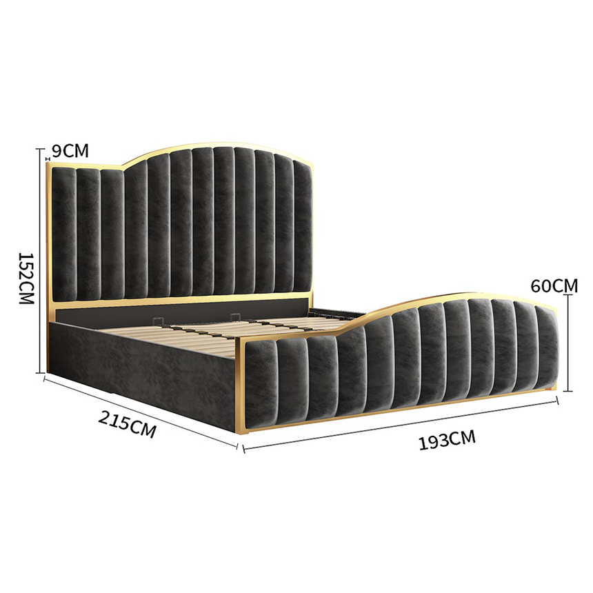 Aurelia Velvet Gas Lift Storage Bed Frame – King