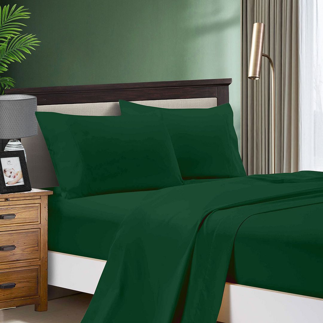 Cove 1000TC Ultra Soft Bed Dark Green Flat & Fitted Sheet Set – Double