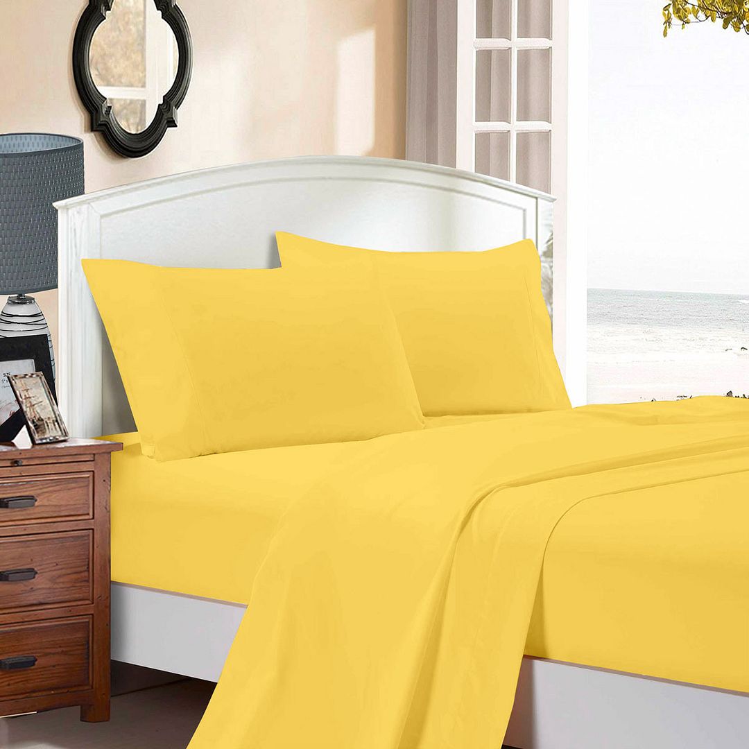 Arlo 1000TC Ultra Soft Bed Yellow Flat & Fitted Sheet Set – King