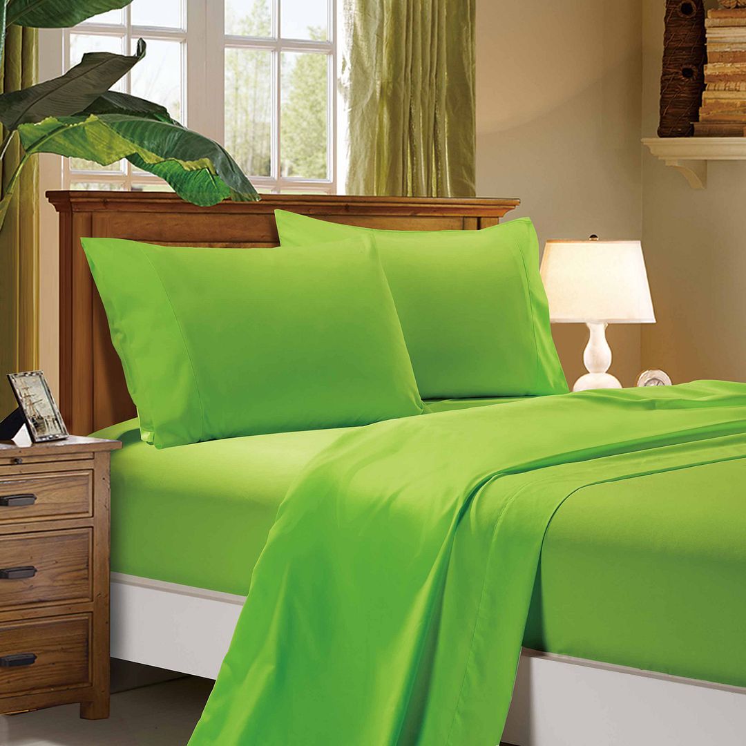 Cove 1000TC Ultra Soft Bed Green Flat & Fitted Sheet Set – King Single