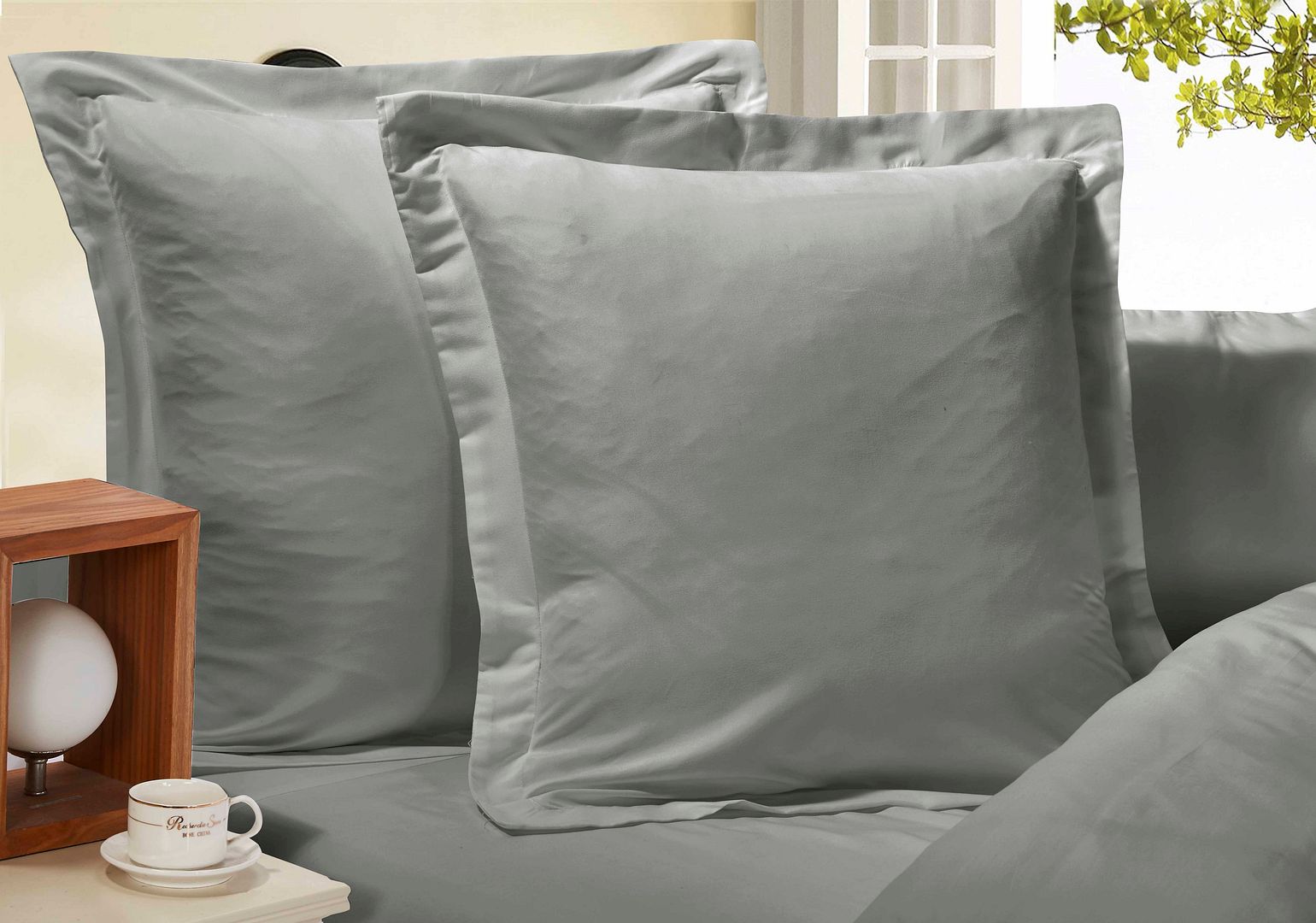 Arlo 1000TC Premium Ultra Soft European Pillowcases 2 - Pack Grey