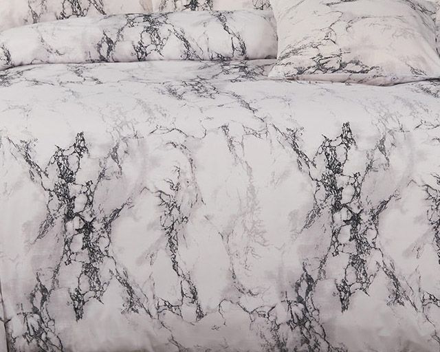 Linden Marble Print Quilt Cover Set – Queen
