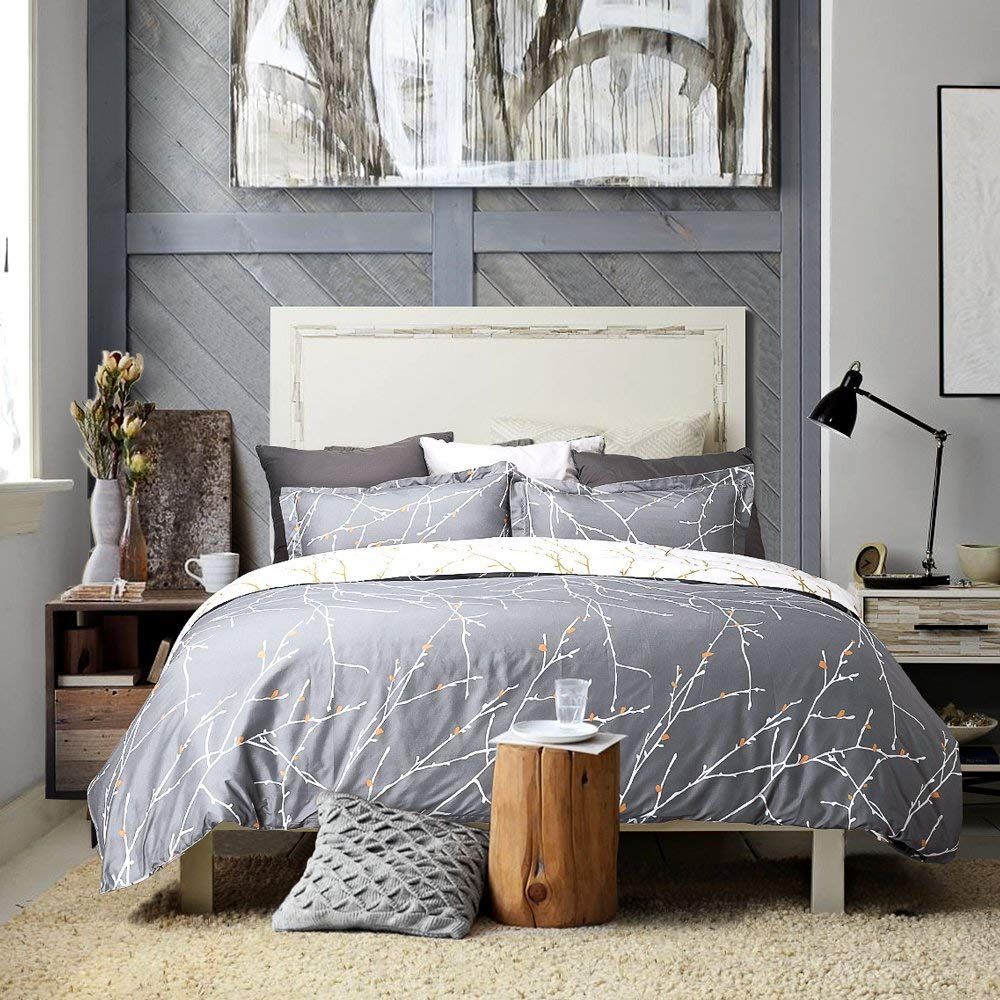 Arbora Reversible Quilt Cover Set – Grey – Queen