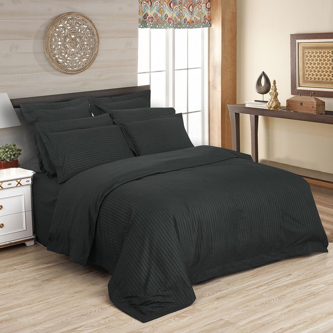 Rowan Striped Quilt Cover Set – Grey – Queen