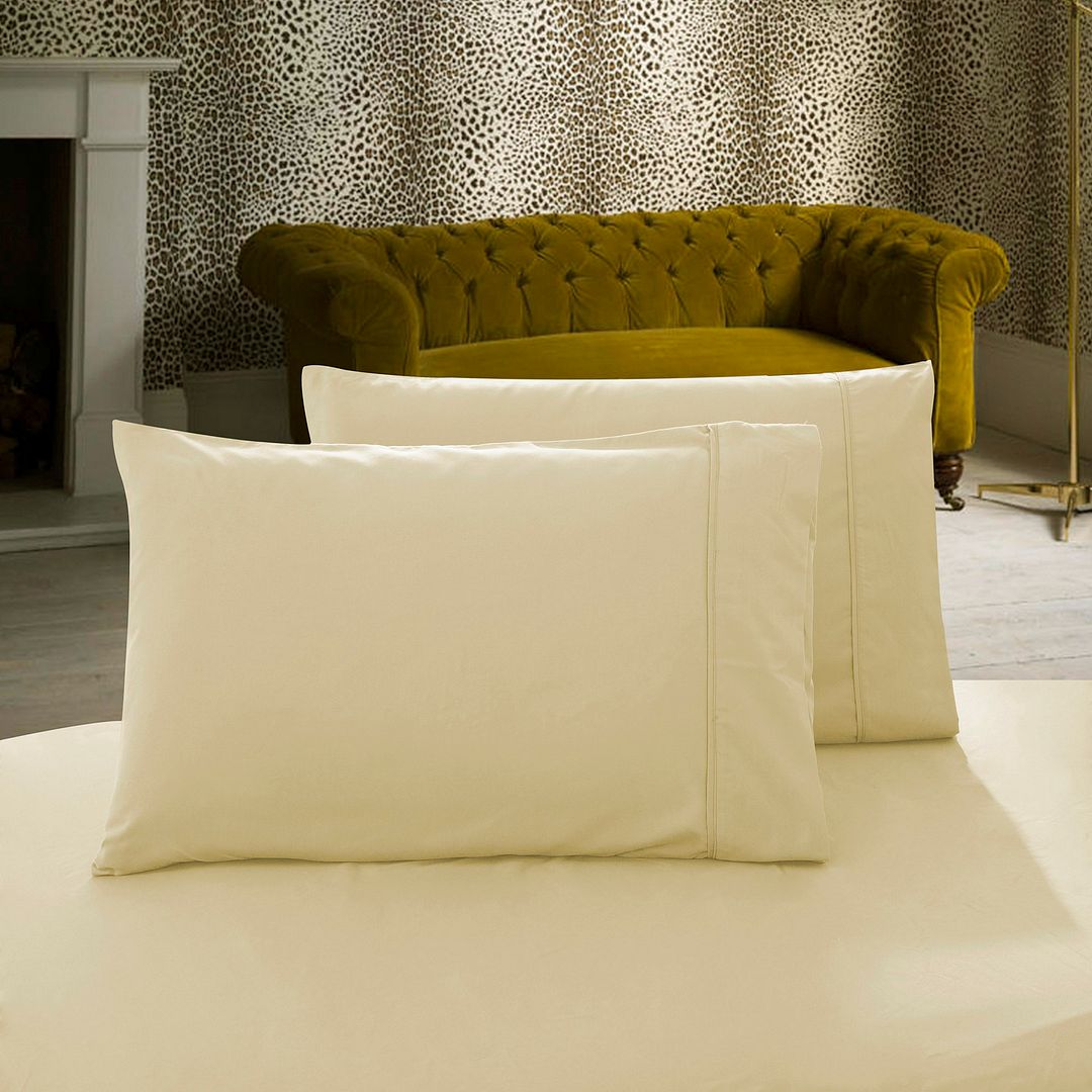 Cove 1000TC Premium Ultra Soft Pillowcases 2 - Pack - Yellow Cream – Queen