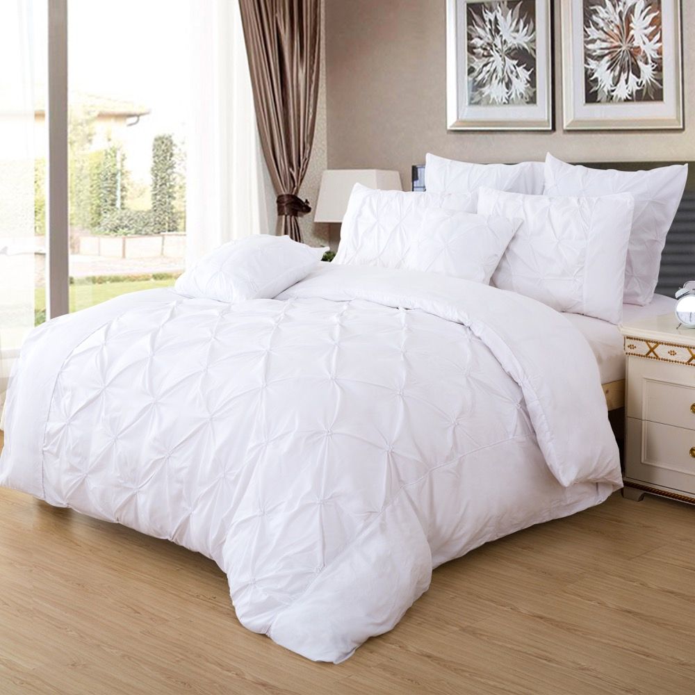 Valdora Diamond Pintuck Quilt Cover Set – White – King