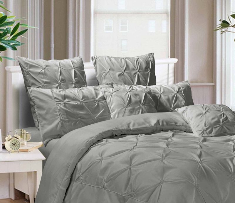 Alderon Diamond Pintuck Pillowcases – Grey – Standard – Set of 2