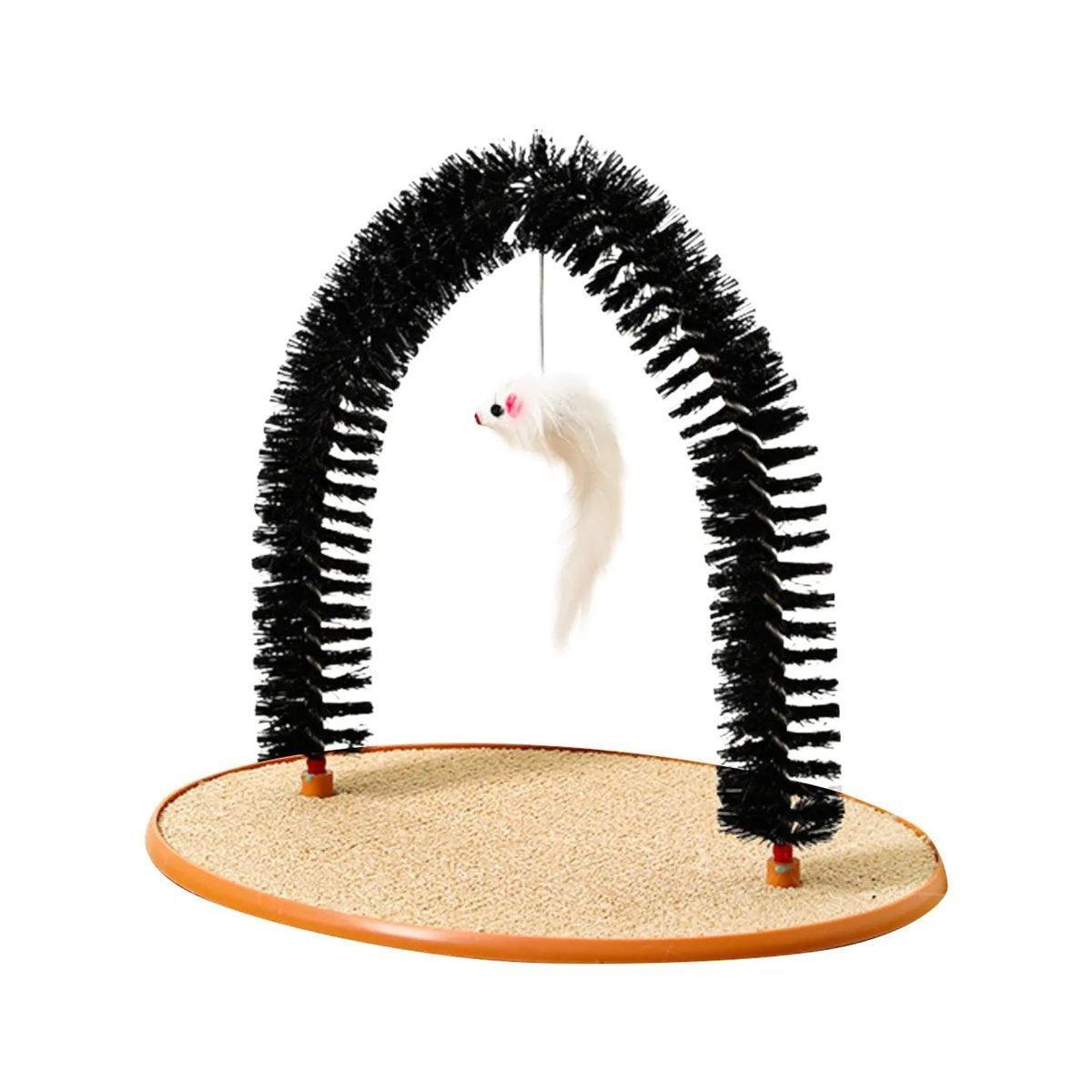 Arch Cat Grooming Brush with Mouse Toy – Grey – Standard