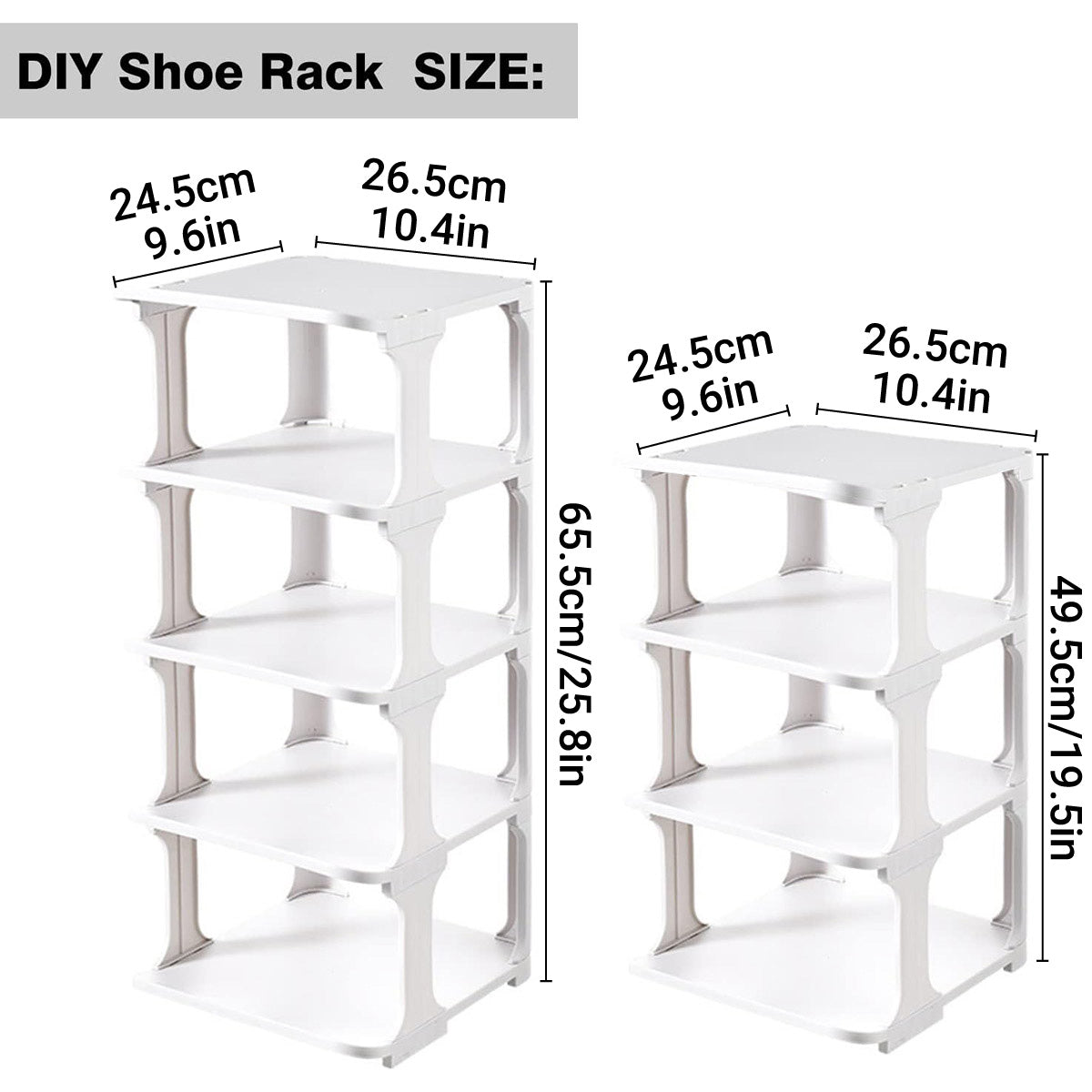 Rowan Modular Shoe Rack – White – 4 Tier