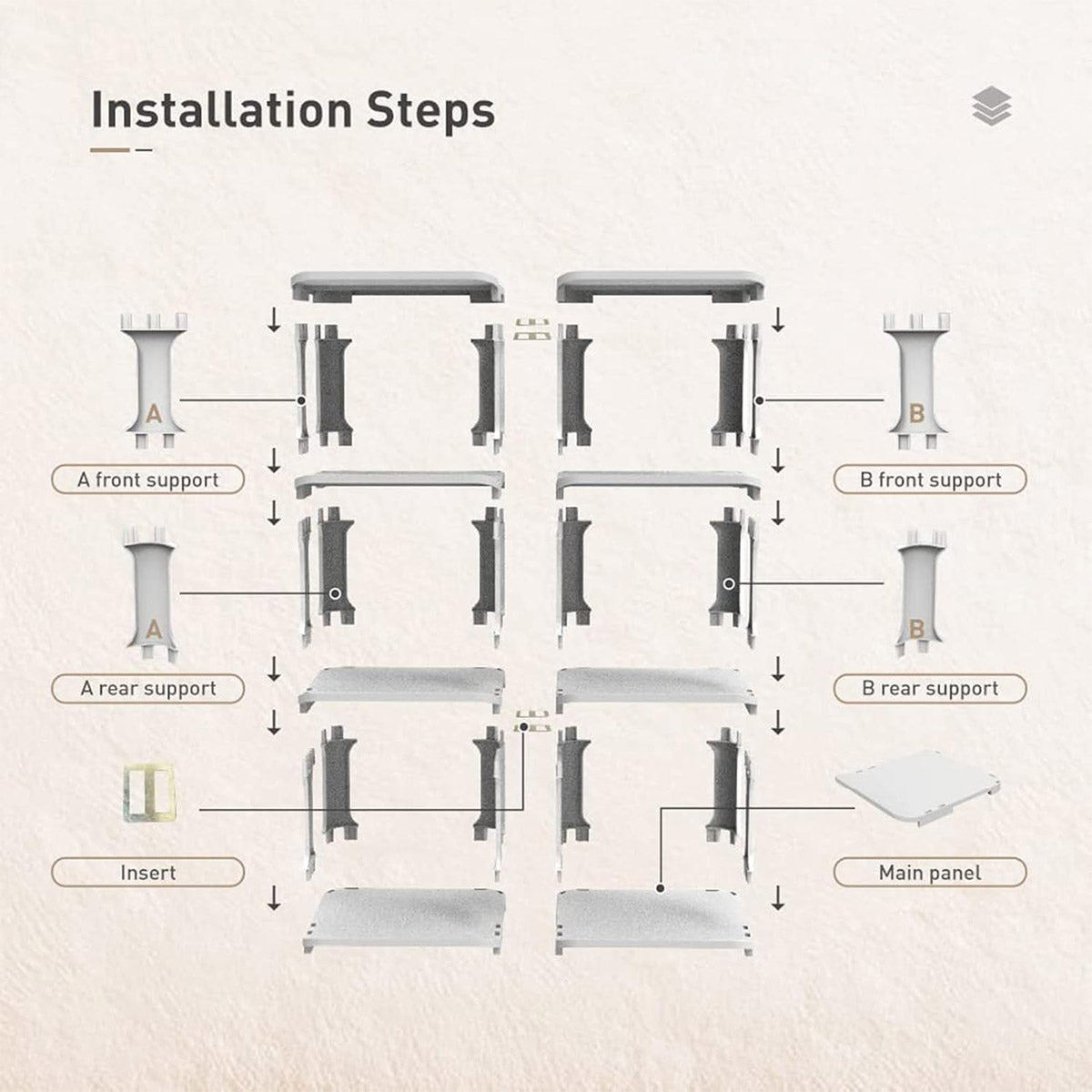 Rowan Modular Shoe Rack – White – 4 Tier