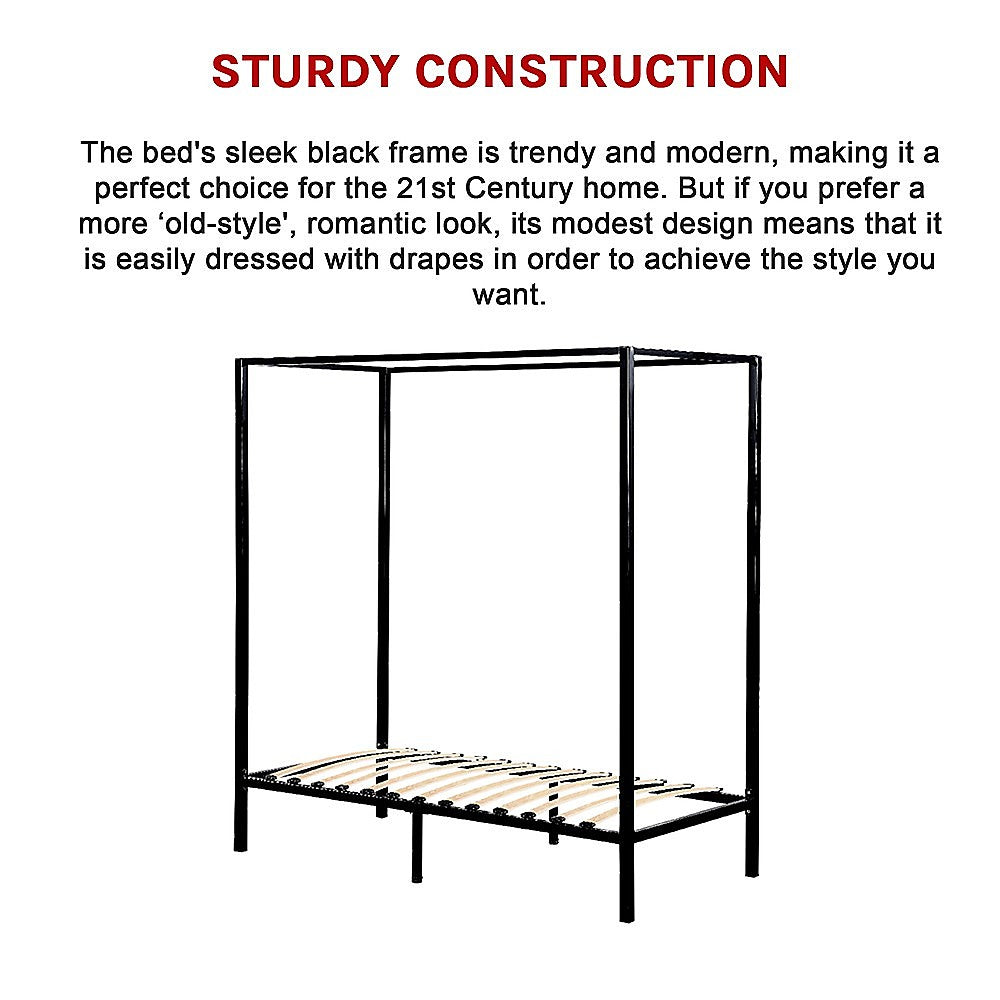 Rowan 4 Poster Bed Frame – Black – Single