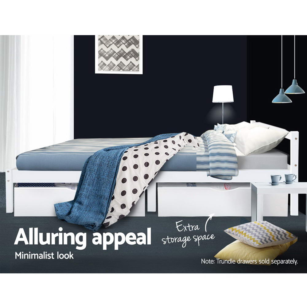 Callan Solid Wood Bed Frame – White – Single