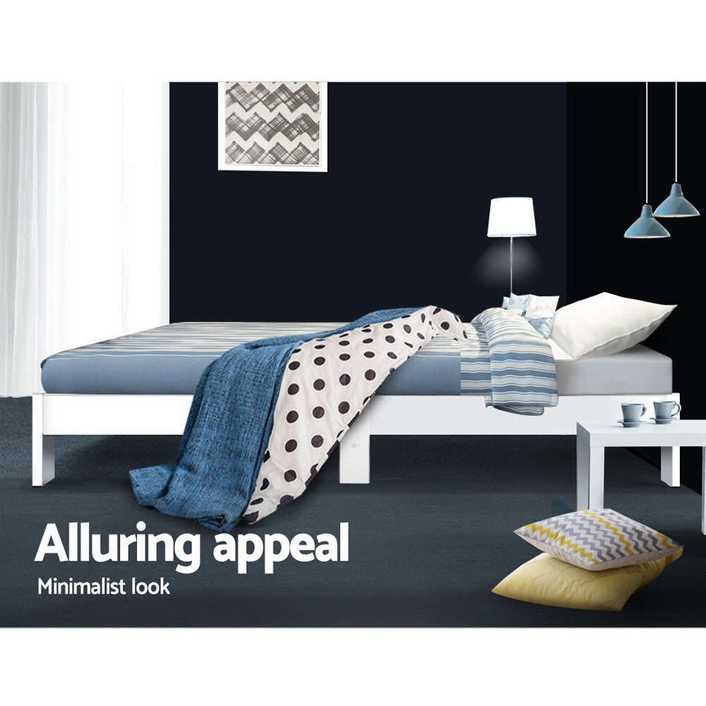 Fiora Solid Wood Bed Base – White – Single