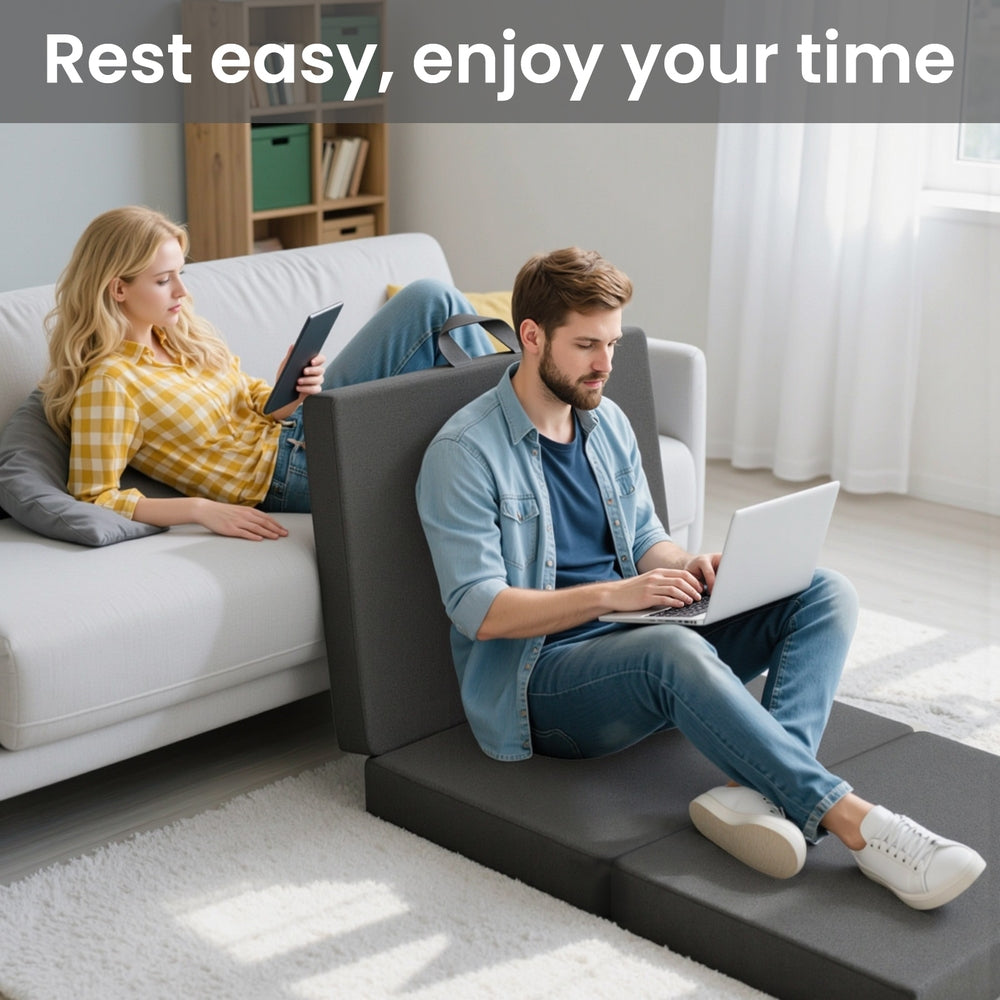 Hudson Tri-Fold Memory Foam Mattress – Grey – Single