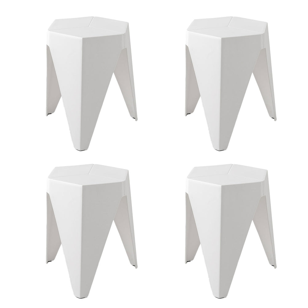 Cove Puzzle Stackable Stools – White – Set of 4