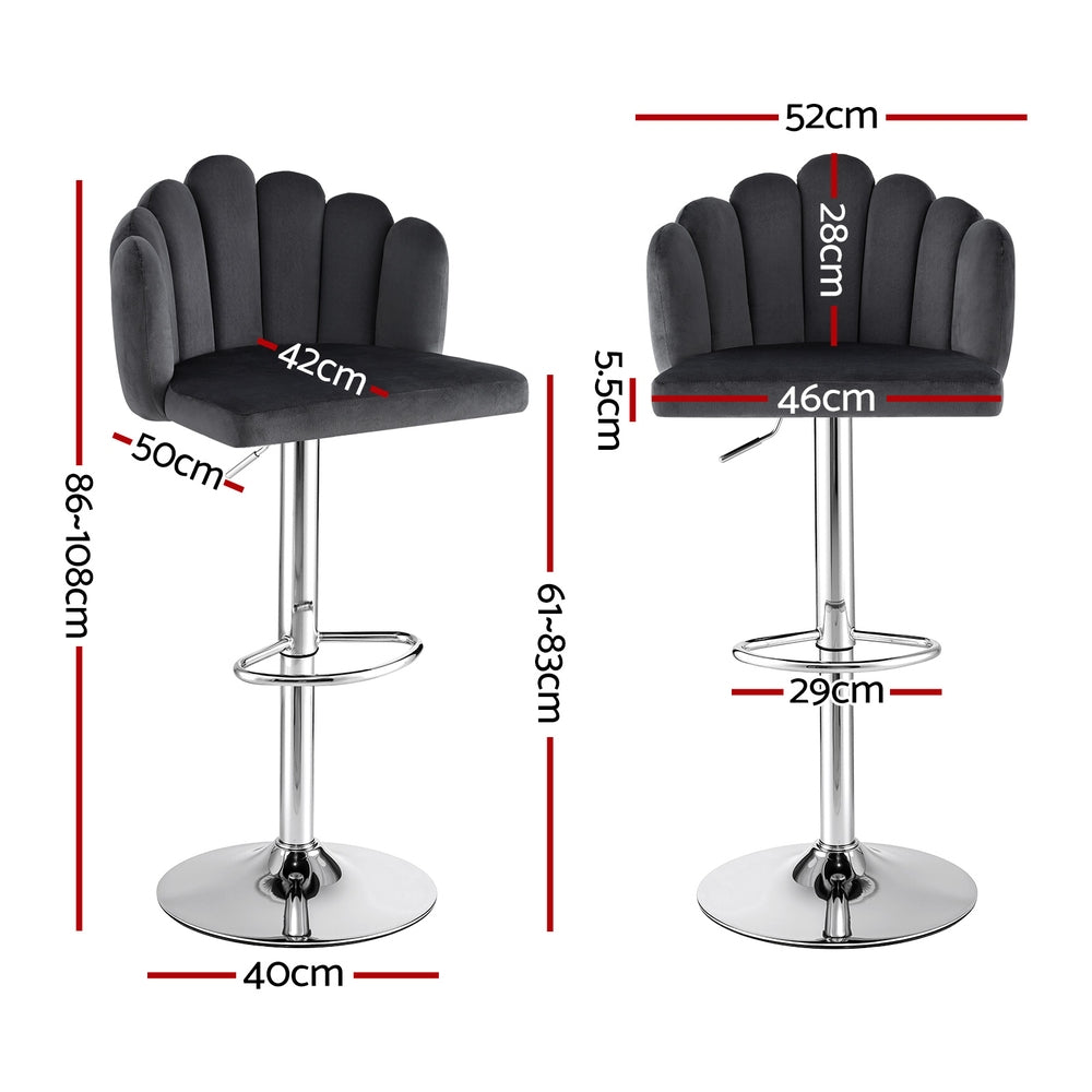 Kairo Velvet Bar Stools – Grey – Set of 4