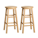 Atlas 2x Bar Stools Round Chairs Wooden Nature
