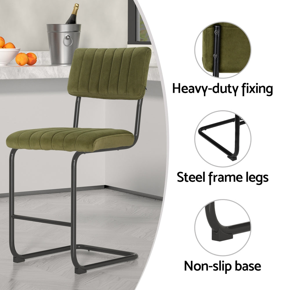 Orman Velvet Bar Stools – Green – Set of 2