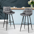 Atlas 2x Bar Stools Velvet Chairs Grey
