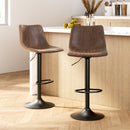 Rowan 2x Bar Stools Vintage Swivel Gas Lift Brown