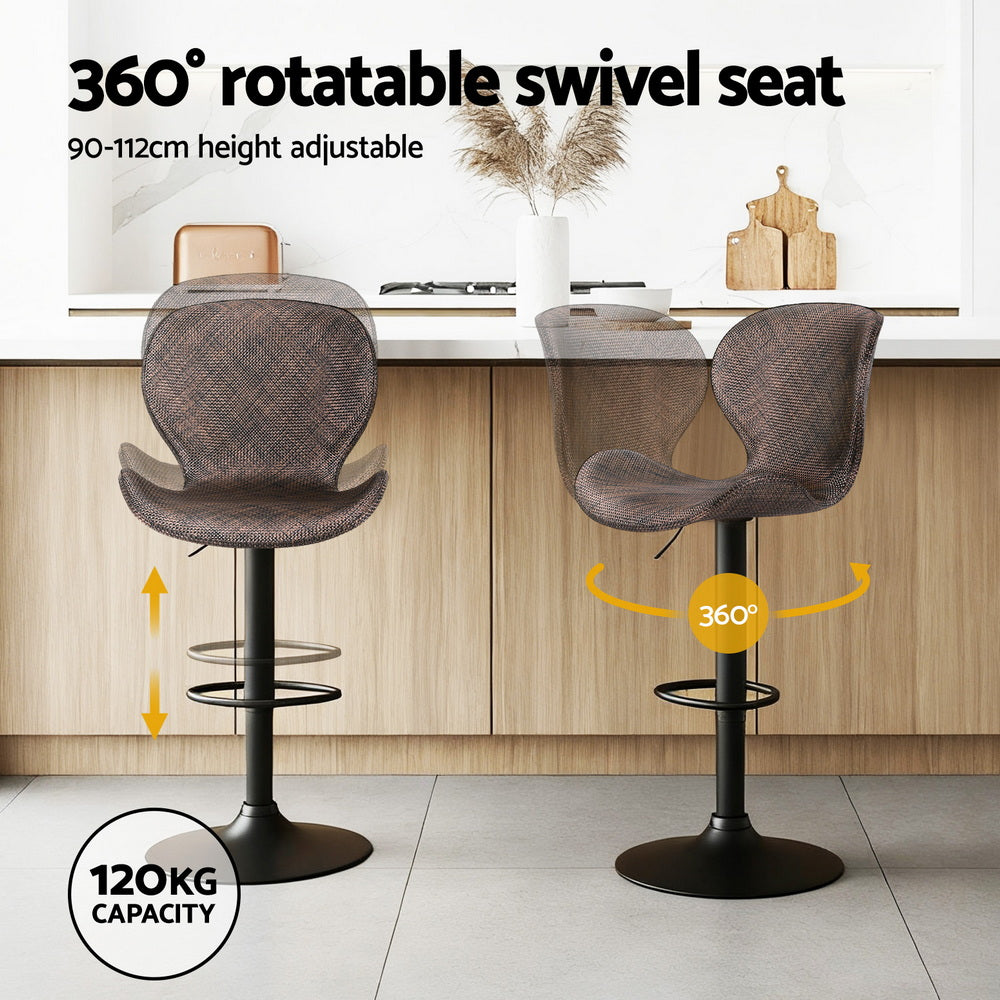 Cove Swivel Gas Lift Bar Stools with Wing Design – Brown – Set of 2