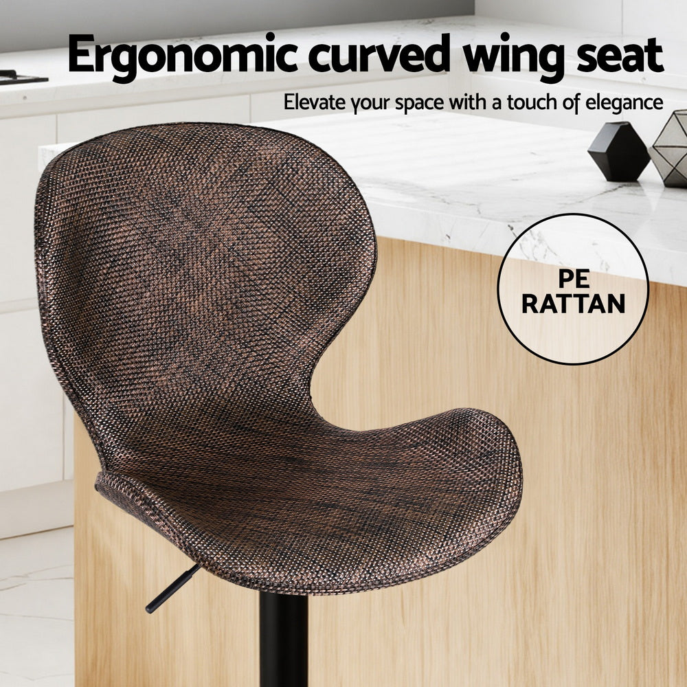 Cove Swivel Gas Lift Bar Stools with Wing Design – Brown – Set of 2
