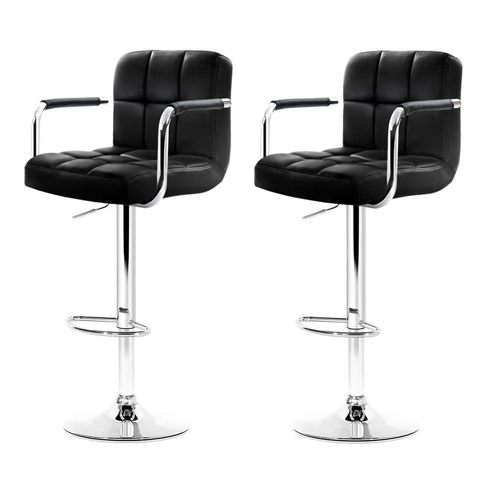 Kensington Leather Gas Lift Bar Stools – Black – Set of 2