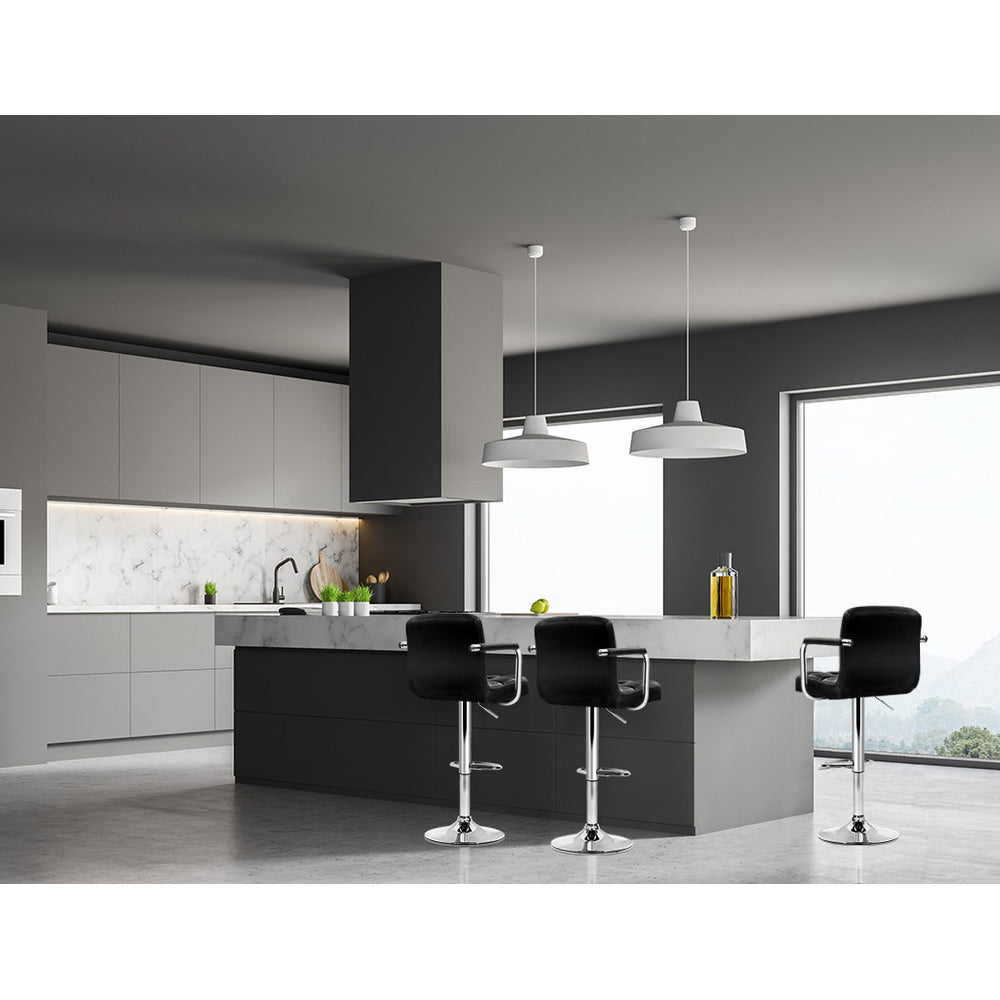 Kensington Leather Gas Lift Bar Stools – Black – Set of 2