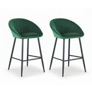 Atlas 2x Bar Stools Kitchen Dining Chair Counter Stool Tub Velvet Metal Green