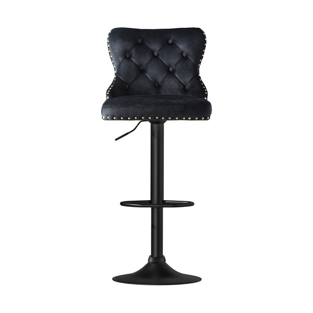 Haven Velvet Bar Stool – Black – Single