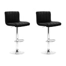 Rowan 2x Bar Stools Gas Lift Leather Chairs Black